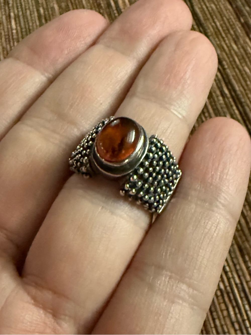 Silpada Amber Sterling Silver Ring Brutalist Size 7.75 Modernist